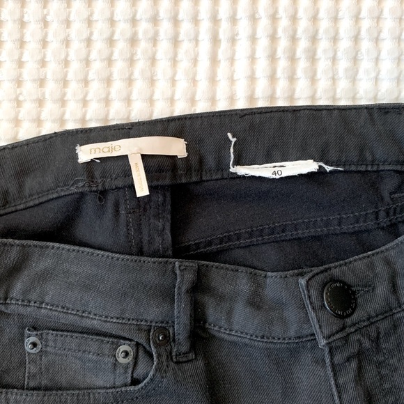 Maje Paris Skinny Quilted Mid-Rise Biker Jeans Black 40 - Picture 7 of 10